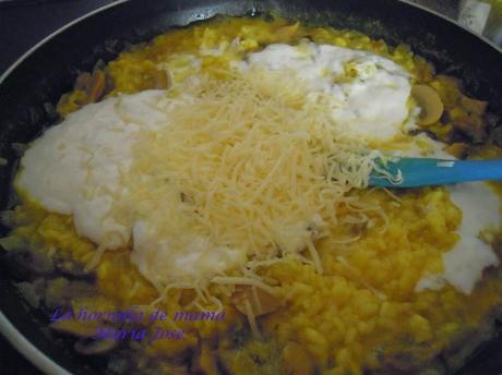 Arroz con setas (o champiñones) y nata