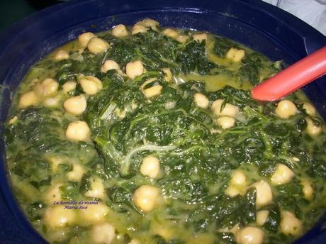 Espinacas con garbanzos en Thermomix