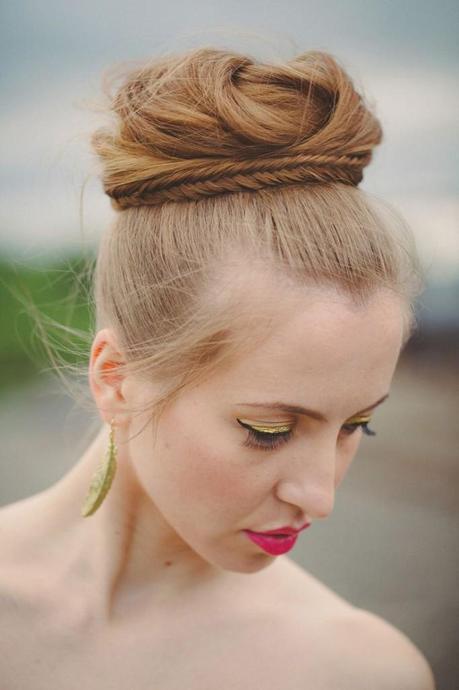 Novia con peinado de trenza