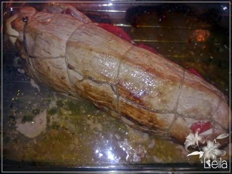 Carne rellena de piquillos y huevo duro