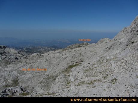 Ruta Ercina, Verdilluenga, Punta Gregoriana, Cabrones: Descendiendo por el Jou de los desvíos hacia el Canalón del Conjurtao