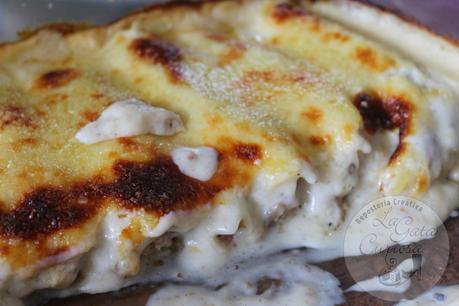 CANELONES DE POLLO CON CHAMPIÑONES
