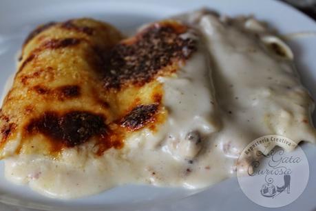 CANELONES DE POLLO CON CHAMPIÑONES