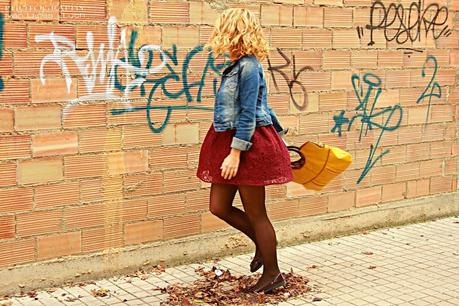 Lace burgundy dress & moccasins