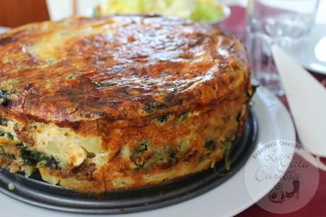 PASTEL DE ESPINACAS, PATATAS Y CARNE PICADA