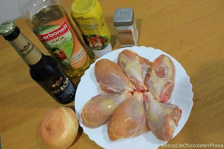 MUSLOS DE POLLO EN SALSA DE MOSTAZA Y CERVEZA