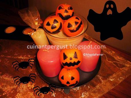 Mandarinas como decoración de Halloween comestible