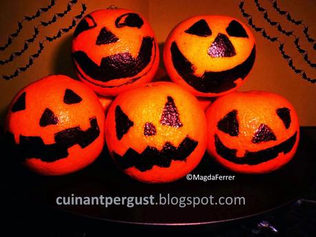 Mandarinas como decoración de Halloween comestible