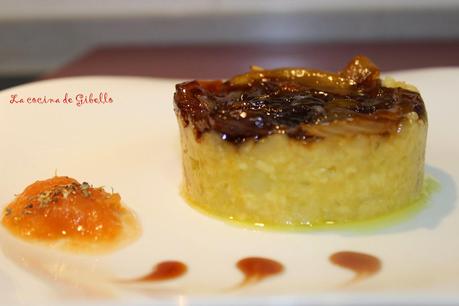 Tortilla de patata y cebolla con reduccion de Pedro Ximenez