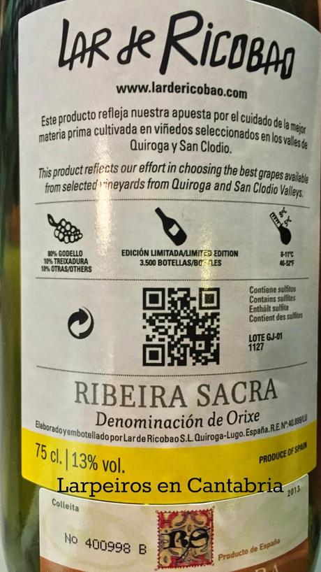 Blanco Lar de Ricobao 2013: Su primera añada