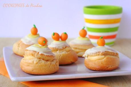 PROFITEROLES CON CREMA Y CHOCOLATE AL AGUA DE AZAHAR