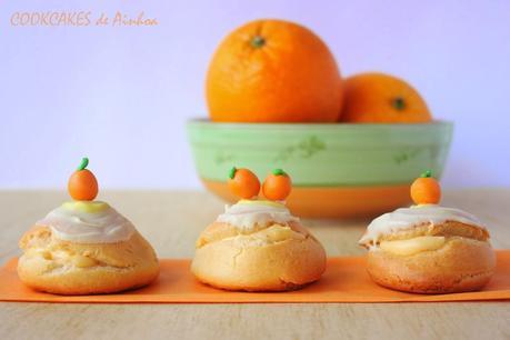 PROFITEROLES CON CREMA Y CHOCOLATE AL AGUA DE AZAHAR