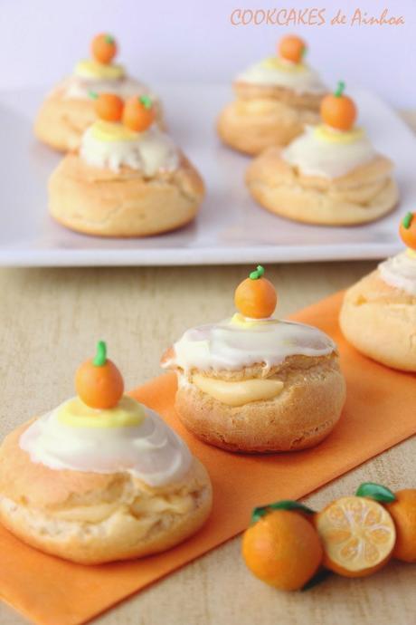 PROFITEROLES CON CREMA Y CHOCOLATE AL AGUA DE AZAHAR