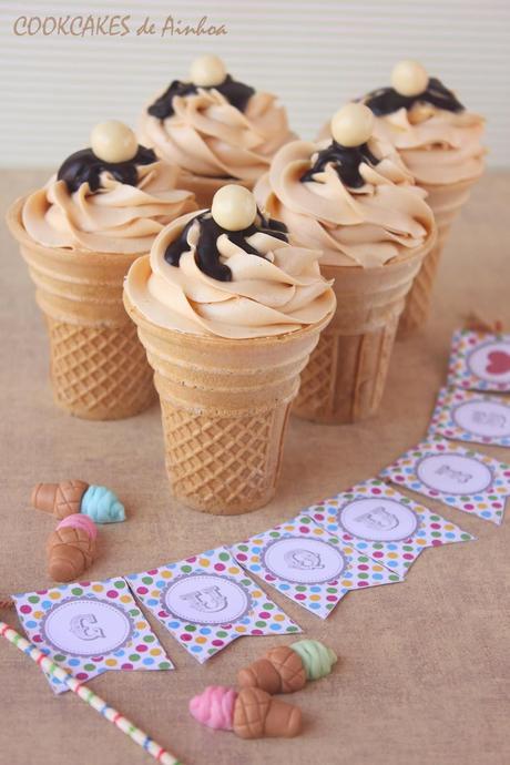 CUPCAKES CHOCOLATE Y DULCE DE LECHE - versión helado CUPCAKES CHOCOLATE Y DULCE DE LECHE - versión helado