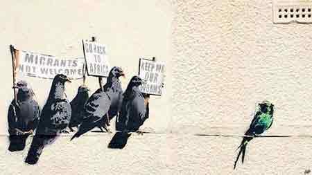 Graffiti 'Inmigración' de Banksy en Clacton.
