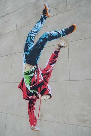 Graffiti en Shoreditch: Break Dancer