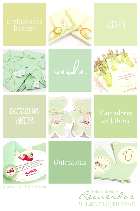 Invitaciones, Santitos, Marcadores de Libros, Recuerdos para Primera Comunión y Bautizo. Inspiración por Color! SANTITOS DE BAUTIZO, RECUERDOS DE BAUTIZO, INVITACIONES DE BAUTIZO RECUERDOS DE BAUTIZO DE TALLER DE PAPEL. CATALÓGO BAUTIZO INSPIRACIÓN VERDE.