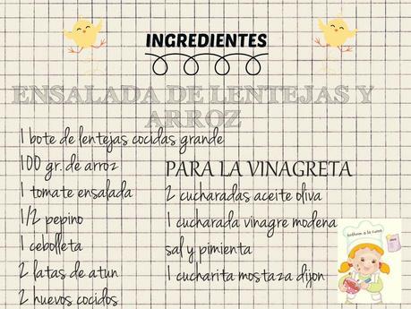 ENSALADA DE LENTEJAS Y ARROZ