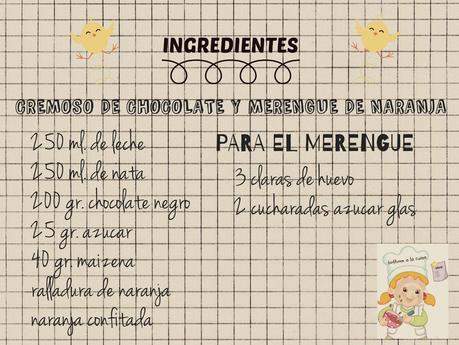 CREMOSO DE CHOCOLATE Y MERENGUE DE NARANJA