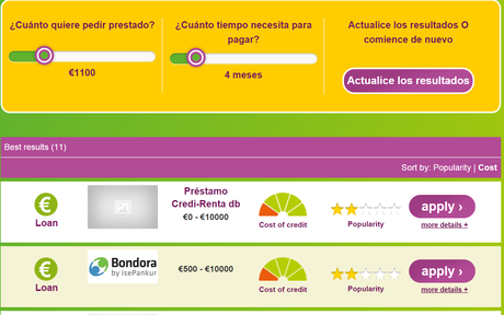 Comparador de créditos
