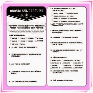 Cuestionario para la creación de tu perfume en la Abadía del Perfume