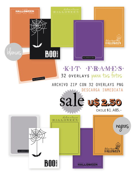KIT FRAMES CON 32 OVERLAYS PARA HALLOWEEN. LLÉVATELAS A PRECIO OFERTA  DE 2,50. SON DE DESCARGA INMEDIATA EN MI TIENDA ETSY. DECORA TUS FOTOS Y AGREGA ESTILO A TUS RECUERDOS DE HALLOWEEN.