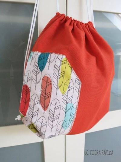 Mei tai en naranja y plumas bolsa meitai