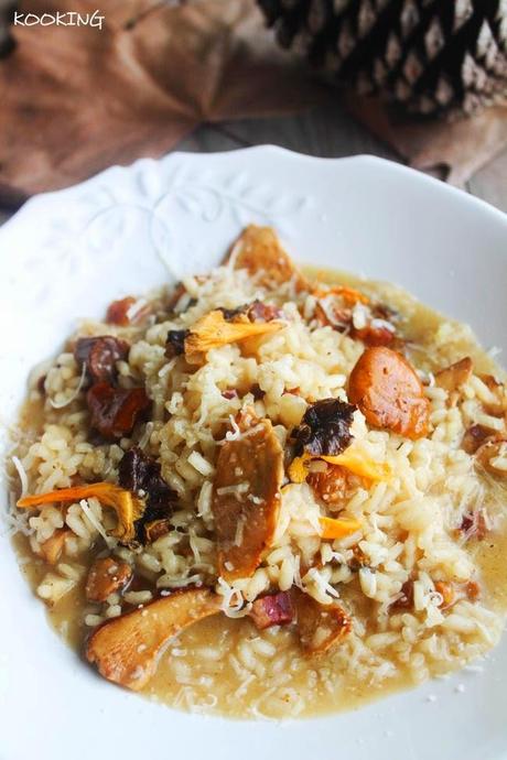 Risotto de setas con panceta