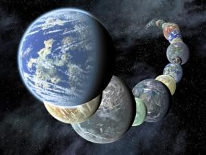 Ilustración artística de planetas rocosos de tipo terrestre. Crédito: NASA/JPL-Caltech.