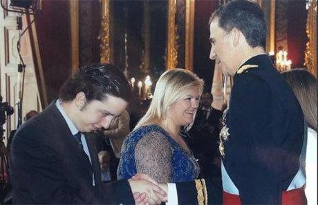 El joven Nicolás en la recepción de coronación del Rey Felipe VI