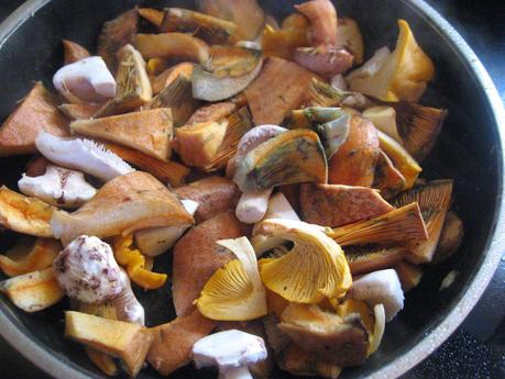 COCA DE SETAS CON ANCHOAS Y QUESO DE CABRA