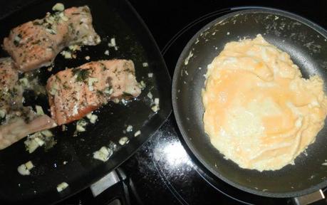 salmón, cocina, receta, granada, vinagre de frambuesa, majado, 