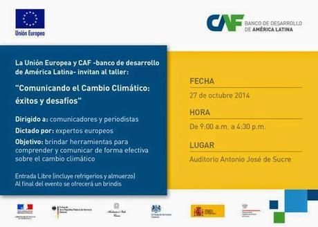 Unión Europea y CAF invitan a taller y seminarios sobre el Cambio Climático en Caracas