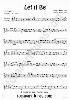 Tubepartitura Let it Be de The Beatles partitura para Trompeta y Fliscorno canción del famoso grupo de Liverpool