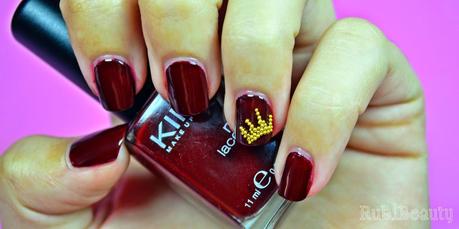 rubibeauty burgundy crown nail art manicura esmalte 225 kiko