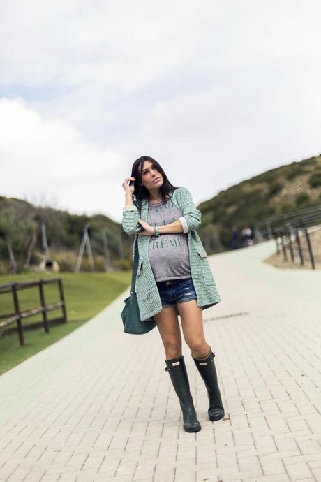 street style barbara crespo hakei green outfit jacket femme de la creme fashion blogger outfit blog de moda