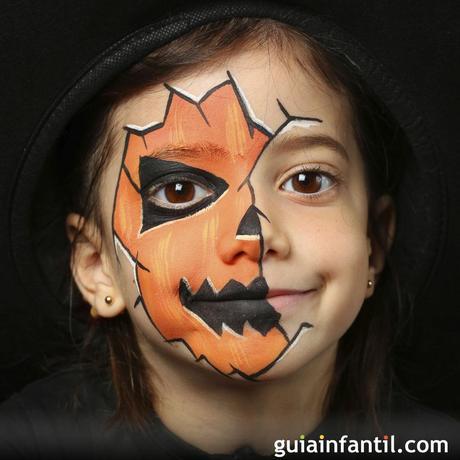 3 propuestas de maquillaje para vuestros peques en Halloween. calabaza