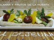 Coca integral calamar frutos huerta