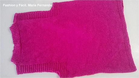Chaleco de lana fucsia tejido a tricot fácil (An easy wool knitted fuchsia vest)