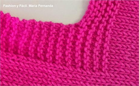 Chaleco de lana fucsia tejido a tricot fácil (An easy wool knitted fuchsia vest)