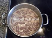 Salchichas salsa peras