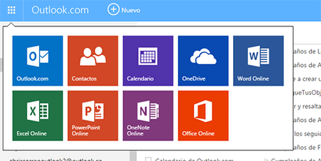 Nuevo launcher de apps en Correo Outlook