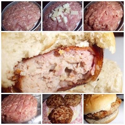 Hamburguesas Rellenas de Queso, envueltas con Bacon