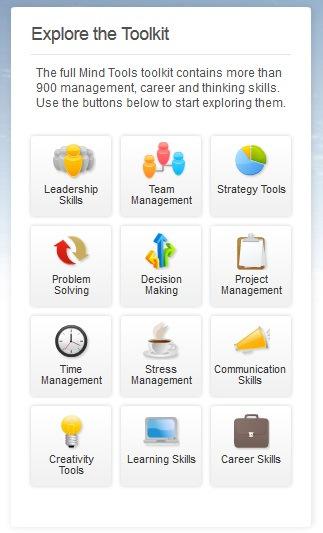 Estas son todas las áreas sobre las que podemos aprender en Mind Tools. Y lo mejor... ¡GRATIS!