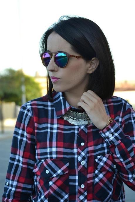 Look: cuadros + jeans + Oxford