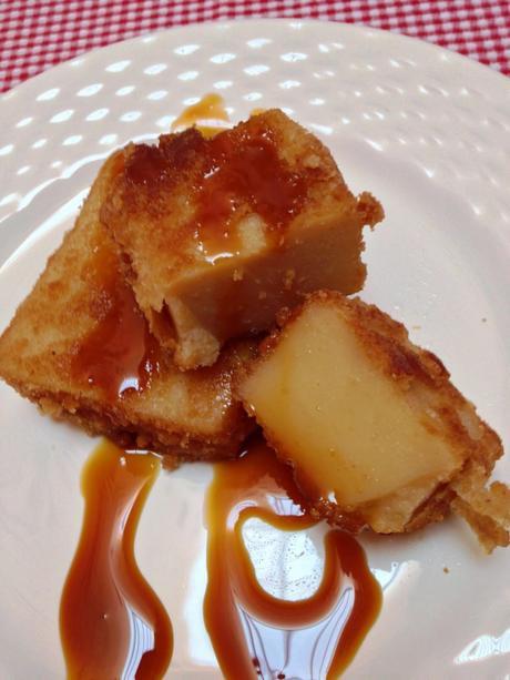 LECHE FRITA DE TURRÓN CON REBOZADO DE GALLETA