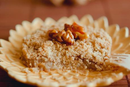 Crumble de nueces y pera