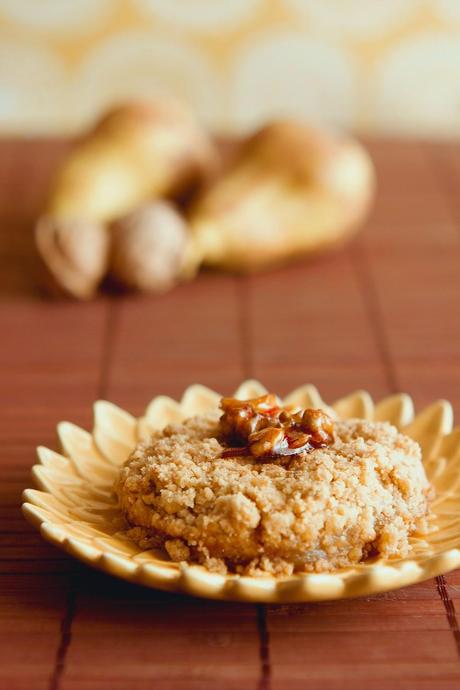 Crumble de nueces y pera