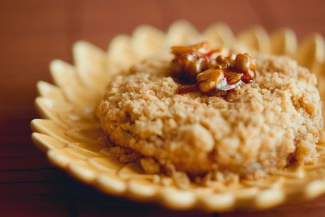 Crumble de nueces y pera