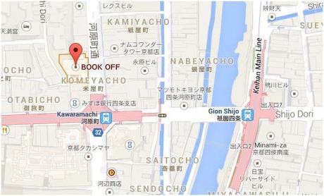 Ubicación del primer Book-Off en Kyoto. Hay otro cercano, al norte, siguiendo el río.